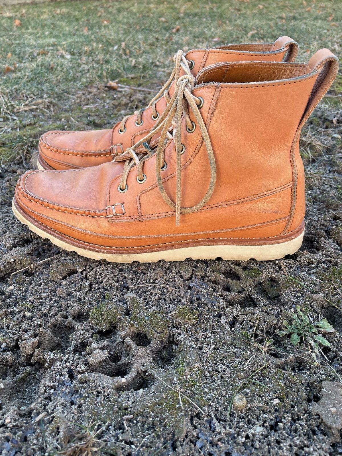 Photo by patinathunderdome on January 4, 2022 of the Rancourt & Co. Harrison Boot Redux in Horween Natural Essex.