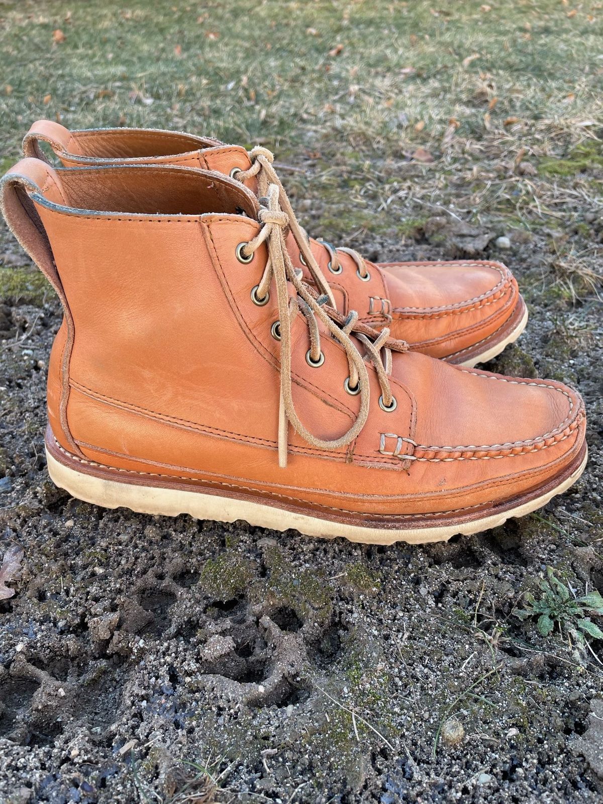 Photo by patinathunderdome on January 4, 2022 of the Rancourt & Co. Harrison Boot Redux in Horween Natural Essex.