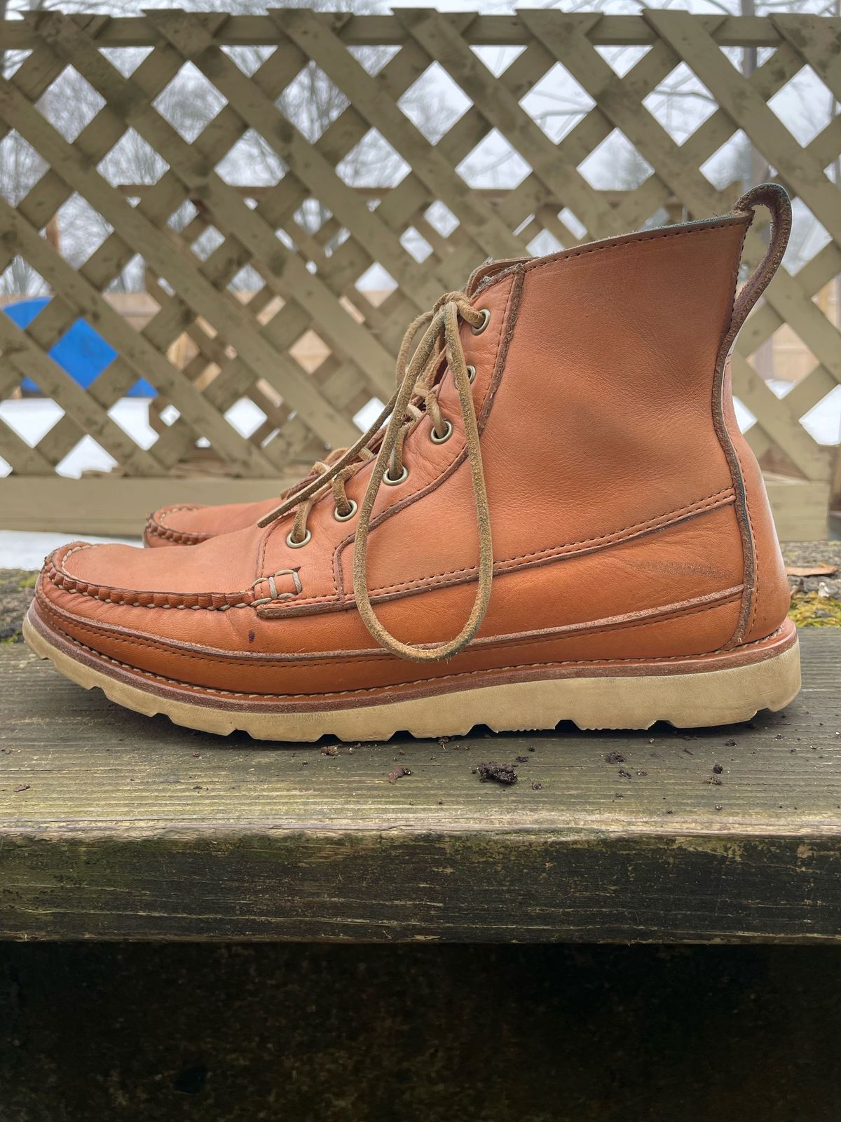Photo by patinathunderdome on February 3, 2022 of the Rancourt & Co. Harrison Boot Redux in Horween Natural Essex.