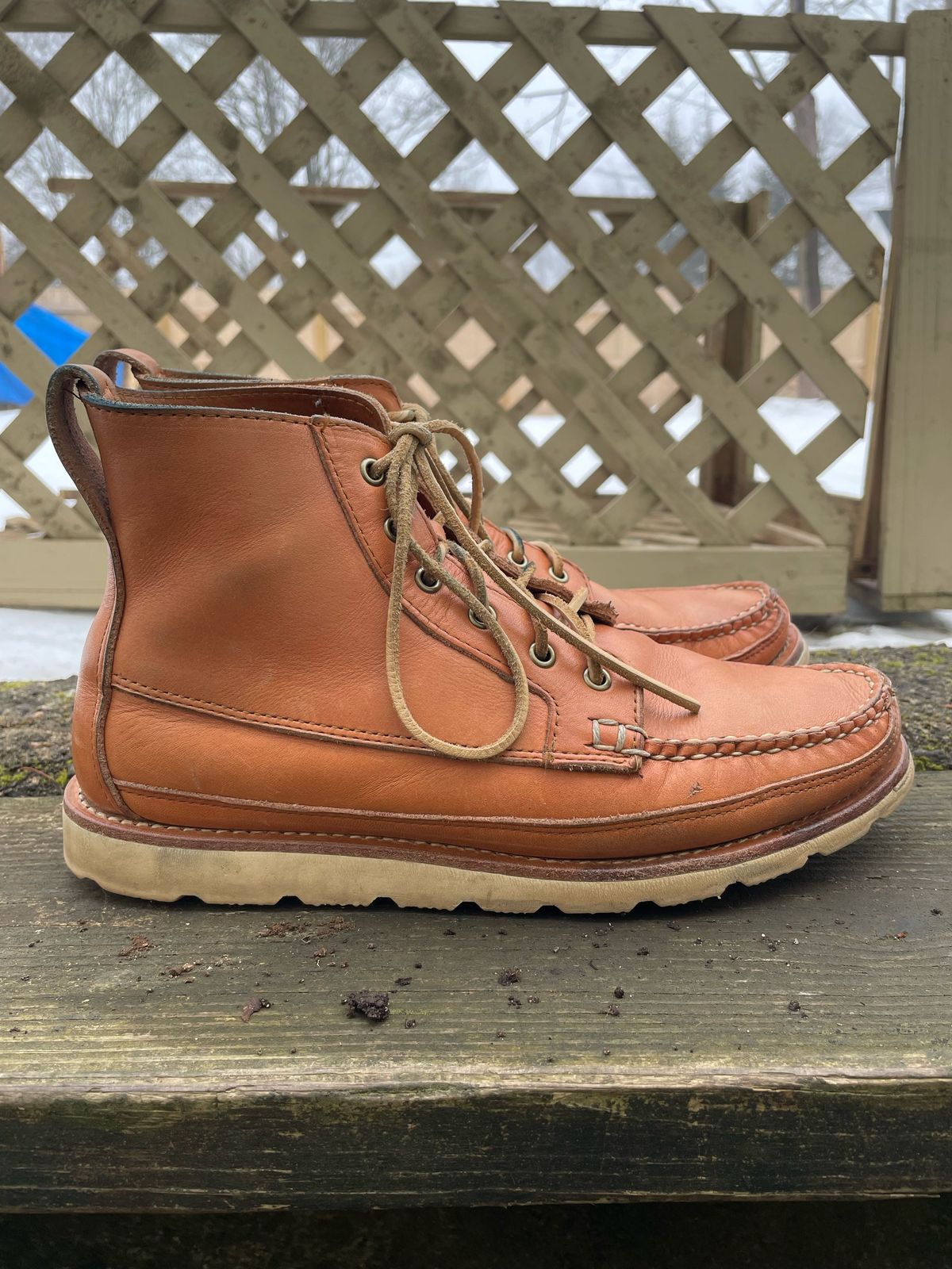 Photo by patinathunderdome on February 3, 2022 of the Rancourt & Co. Harrison Boot Redux in Horween Natural Essex.
