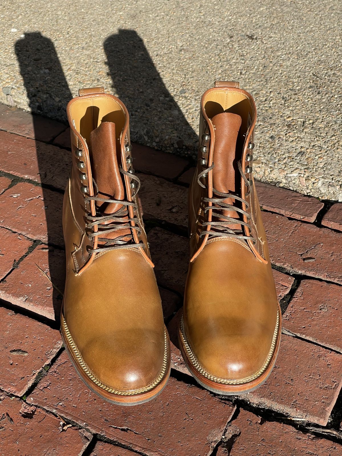 Photo by patinathunderdome on October 1, 2021 of the Viberg Country Boot in Horween Bourbon Shell Cordovan.