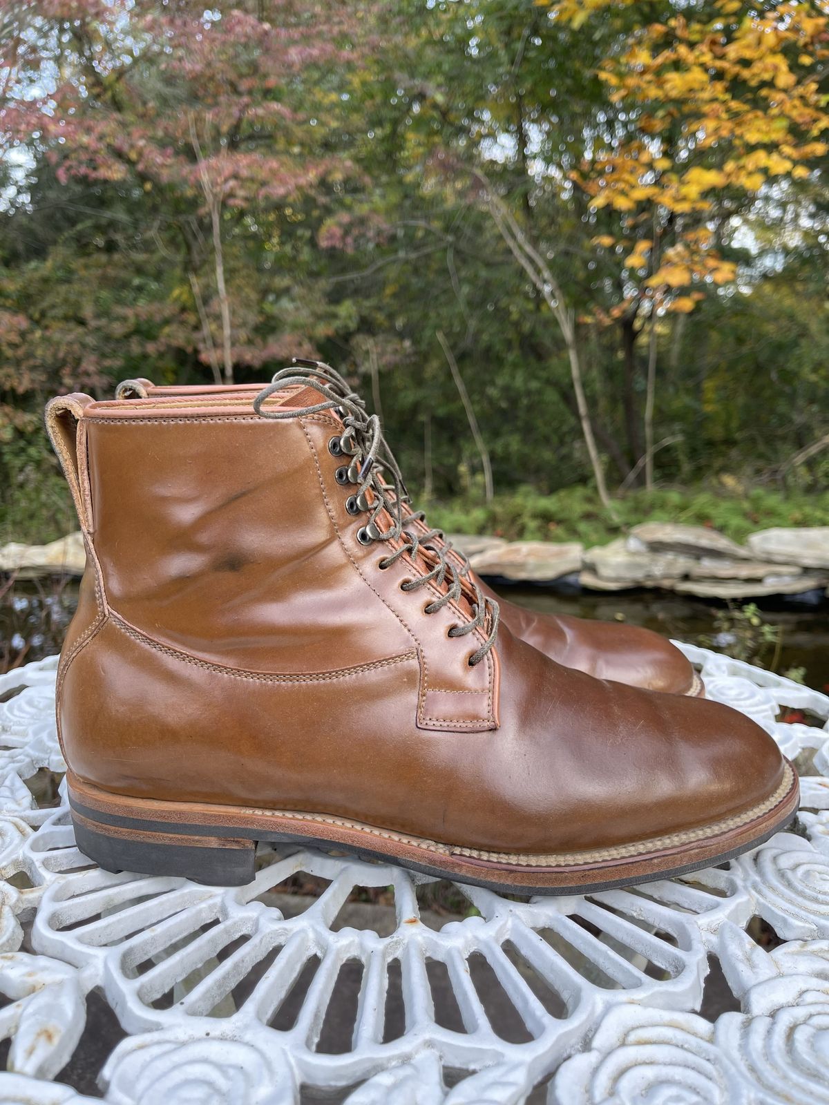 Photo by patinathunderdome on November 2, 2021 of the Viberg Country Boot in Horween Bourbon Shell Cordovan.
