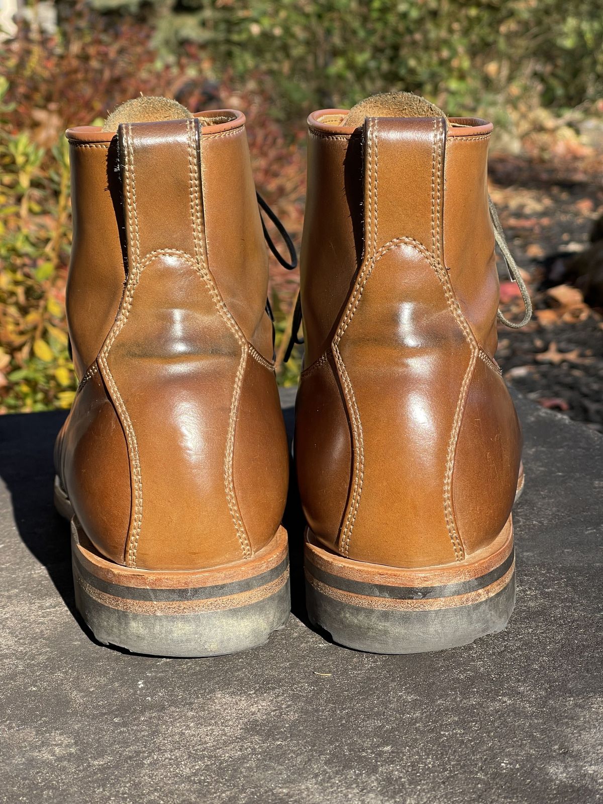 Photo by patinathunderdome on December 4, 2021 of the Viberg Country Boot in Horween Bourbon Shell Cordovan.