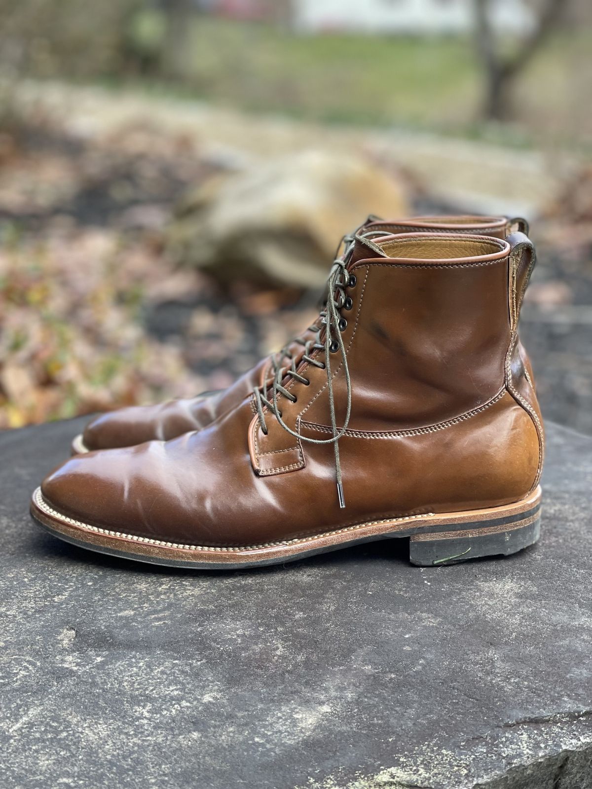 Photo by patinathunderdome on January 3, 2022 of the Viberg Country Boot in Horween Bourbon Shell Cordovan.
