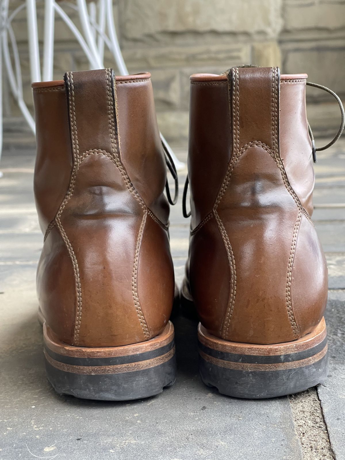 Photo by patinathunderdome on February 4, 2022 of the Viberg Country Boot in Horween Bourbon Shell Cordovan.