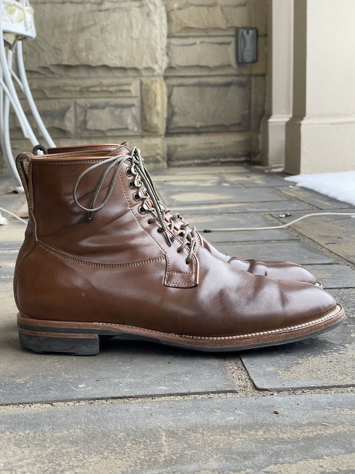Photo by patinathunderdome on February 4, 2022 of the Viberg Country Boot in Horween Bourbon Shell Cordovan.