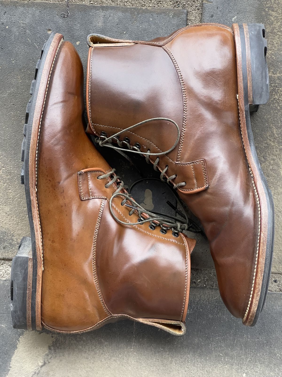Photo by patinathunderdome on February 4, 2022 of the Viberg Country Boot in Horween Bourbon Shell Cordovan.