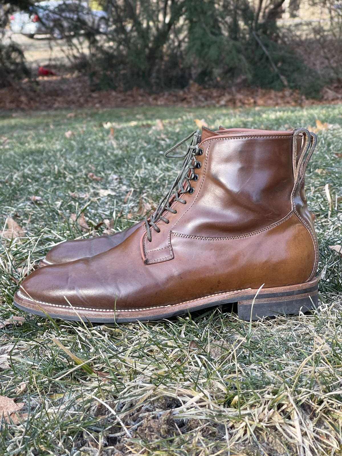 Photo by patinathunderdome on March 4, 2022 of the Viberg Country Boot in Horween Bourbon Shell Cordovan.