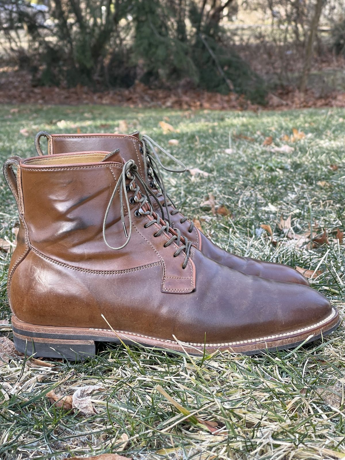 Photo by patinathunderdome on March 4, 2022 of the Viberg Country Boot in Horween Bourbon Shell Cordovan.