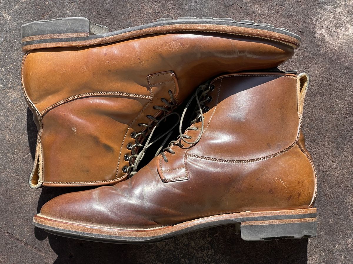 Photo by patinathunderdome on April 3, 2022 of the Viberg Country Boot in Horween Bourbon Shell Cordovan.