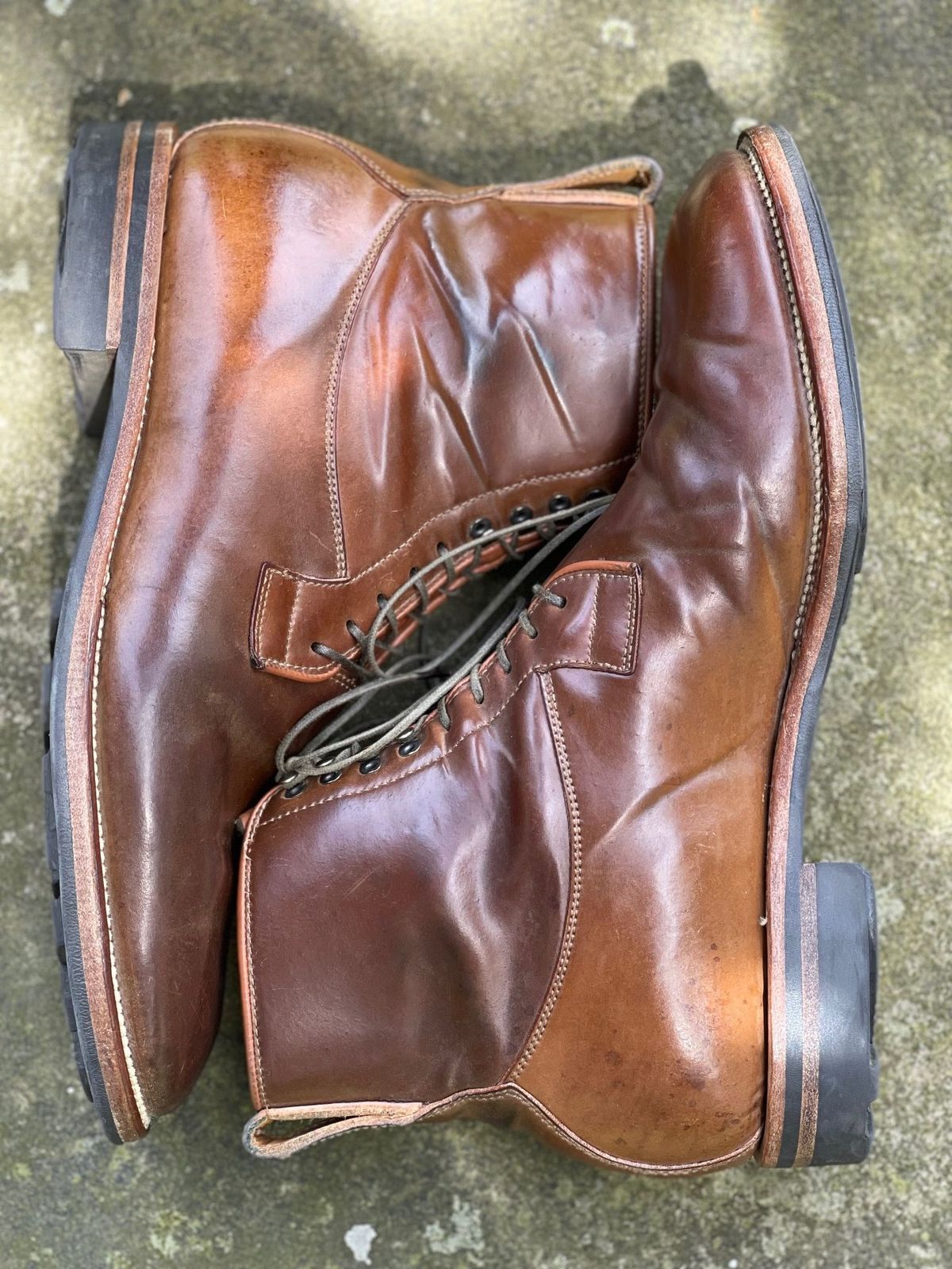 Photo by patinathunderdome on May 6, 2022 of the Viberg Country Boot in Horween Bourbon Shell Cordovan.