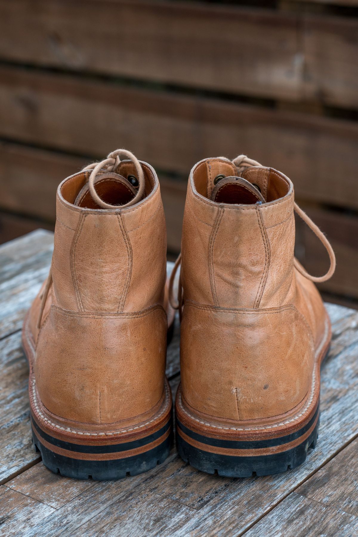 Photo by patinathunderdome on February 3, 2022 of the Grant Stone Ottawa Boot in Incas Natural Kangaroo.