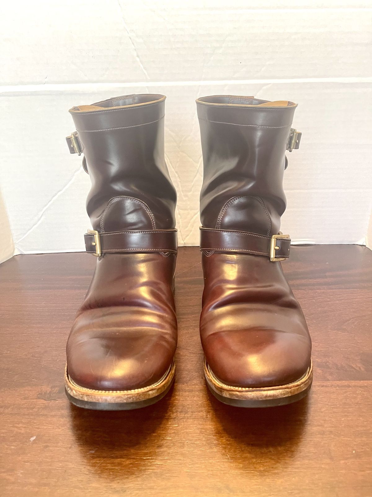 Photo by patinathunderdome on January 4, 2022 of the Viberg Engineer in Horween Color 8 Shell Cordovan.