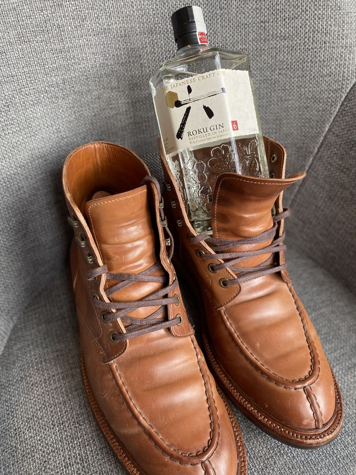 Photo by patinathunderdome on December 6, 2021 of the Grant Stone Ottawa Boot in Horween Honey Glazed Shell Cordovan.