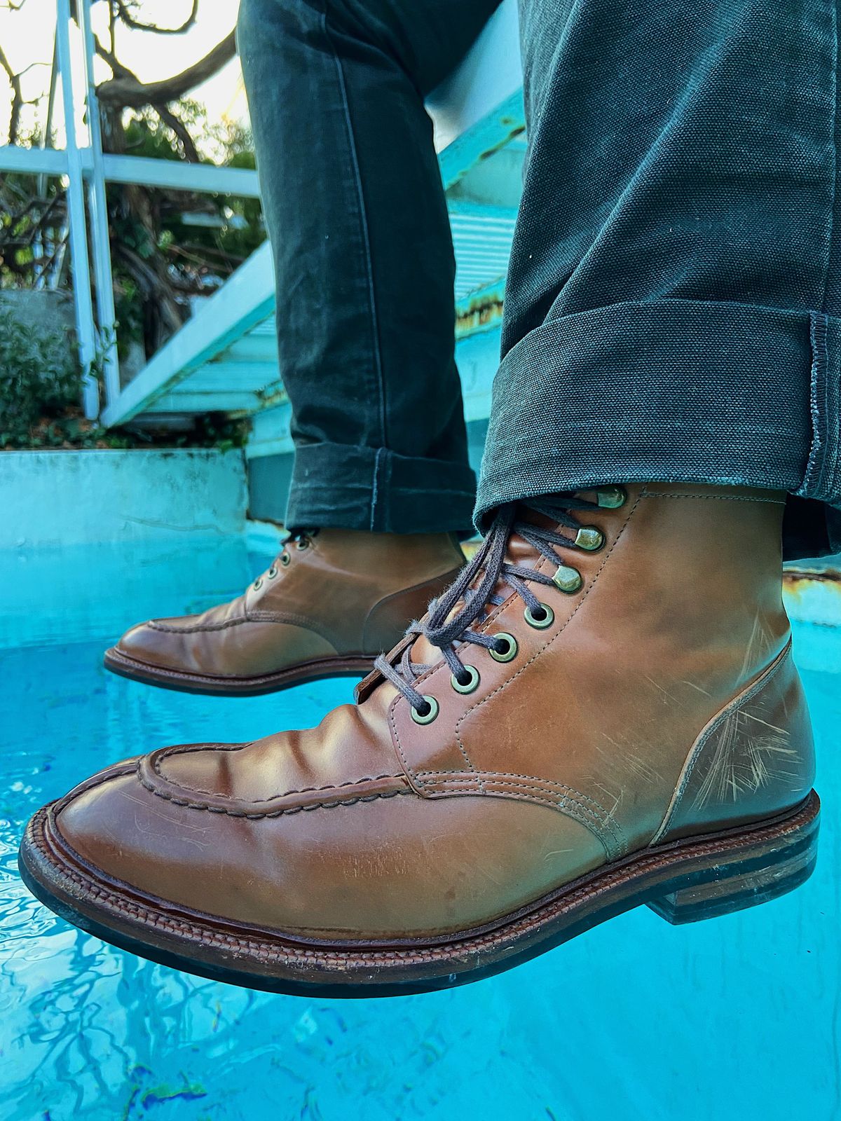 Photo by patinathunderdome on January 6, 2022 of the Grant Stone Ottawa Boot in Horween Honey Glazed Shell Cordovan.