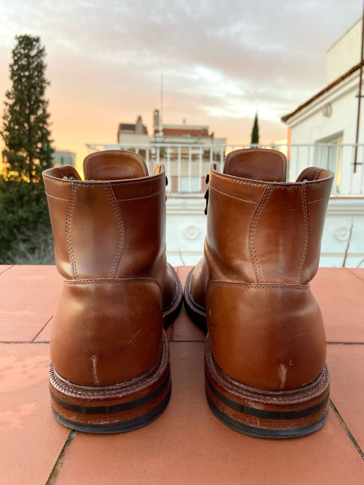 Photo by patinathunderdome on January 6, 2022 of the Grant Stone Ottawa Boot in Horween Honey Glazed Shell Cordovan.