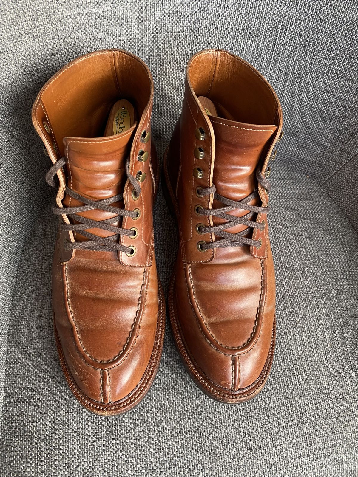 Photo by patinathunderdome on April 11, 2022 of the Grant Stone Ottawa Boot in Horween Honey Glazed Shell Cordovan.