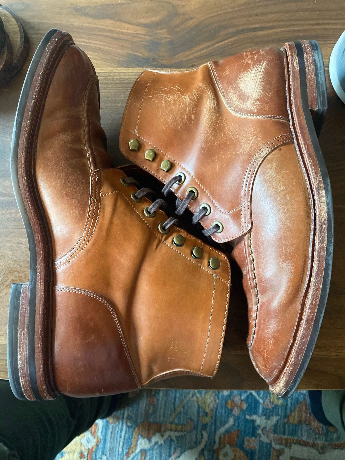 Photo by patinathunderdome on May 7, 2022 of the Grant Stone Ottawa Boot in Horween Honey Glazed Shell Cordovan.