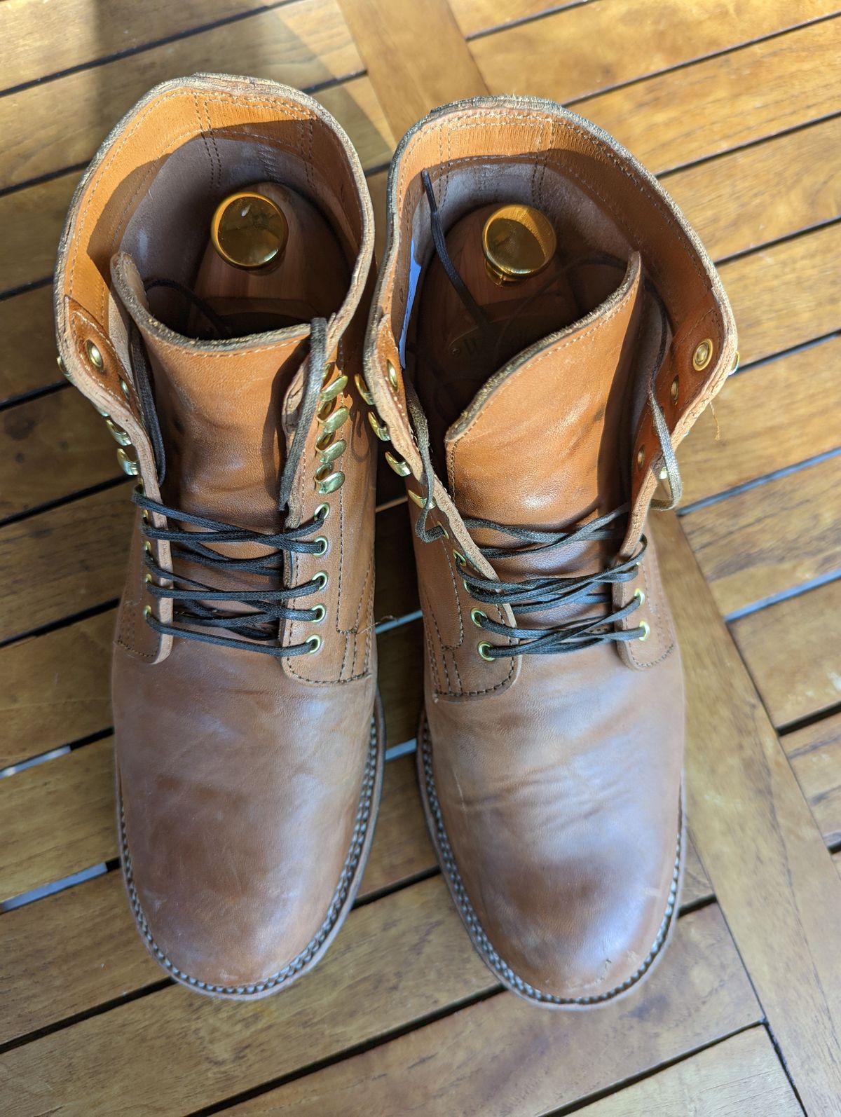 Photo by patinathunderdome on January 6, 2022 of the Viberg Service Boot in Maryam Cuoio Horsebutt.