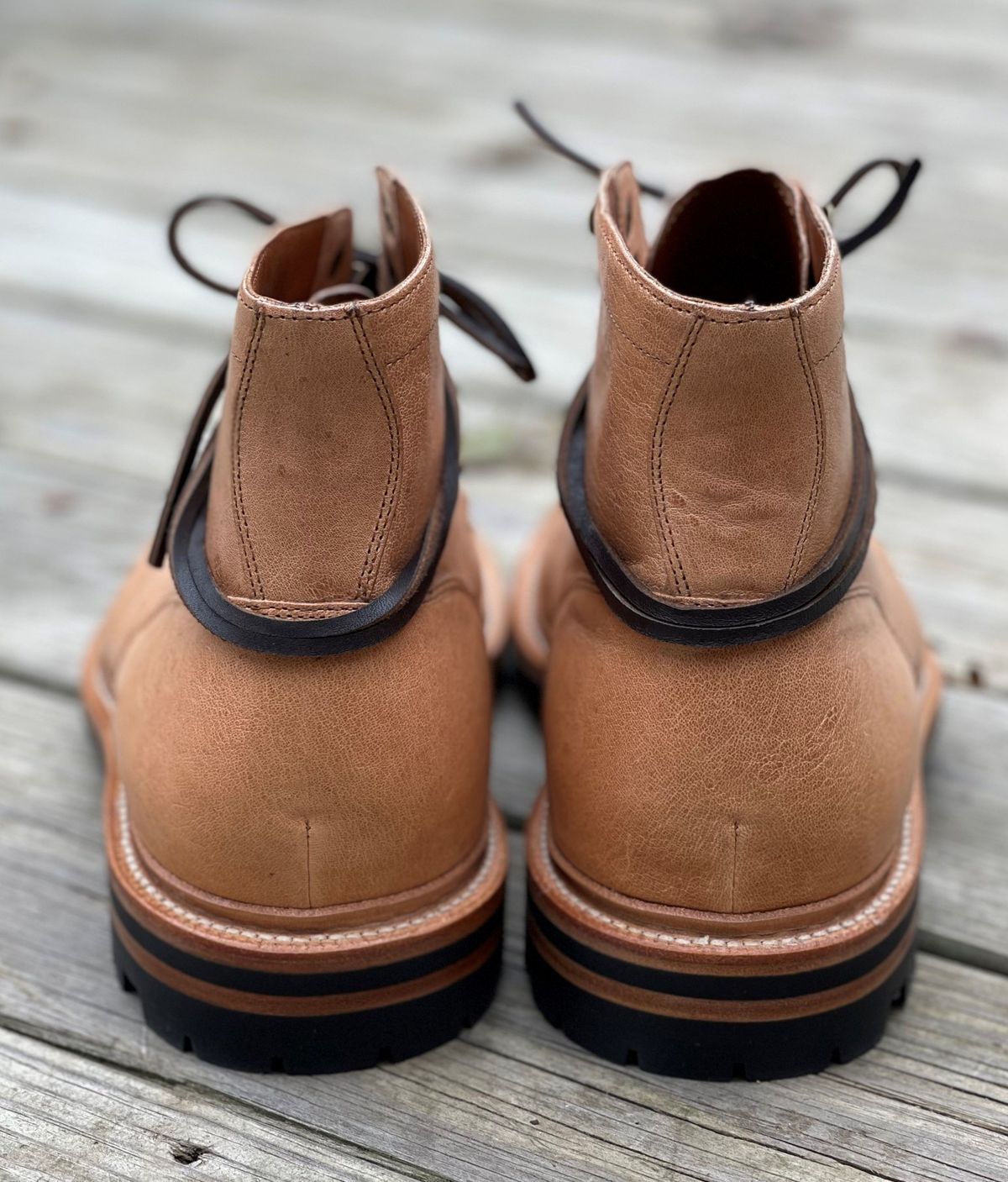Photo by patinathunderdome on November 2, 2021 of the Grant Stone Ottawa Boot in Incas Natural Kangaroo.