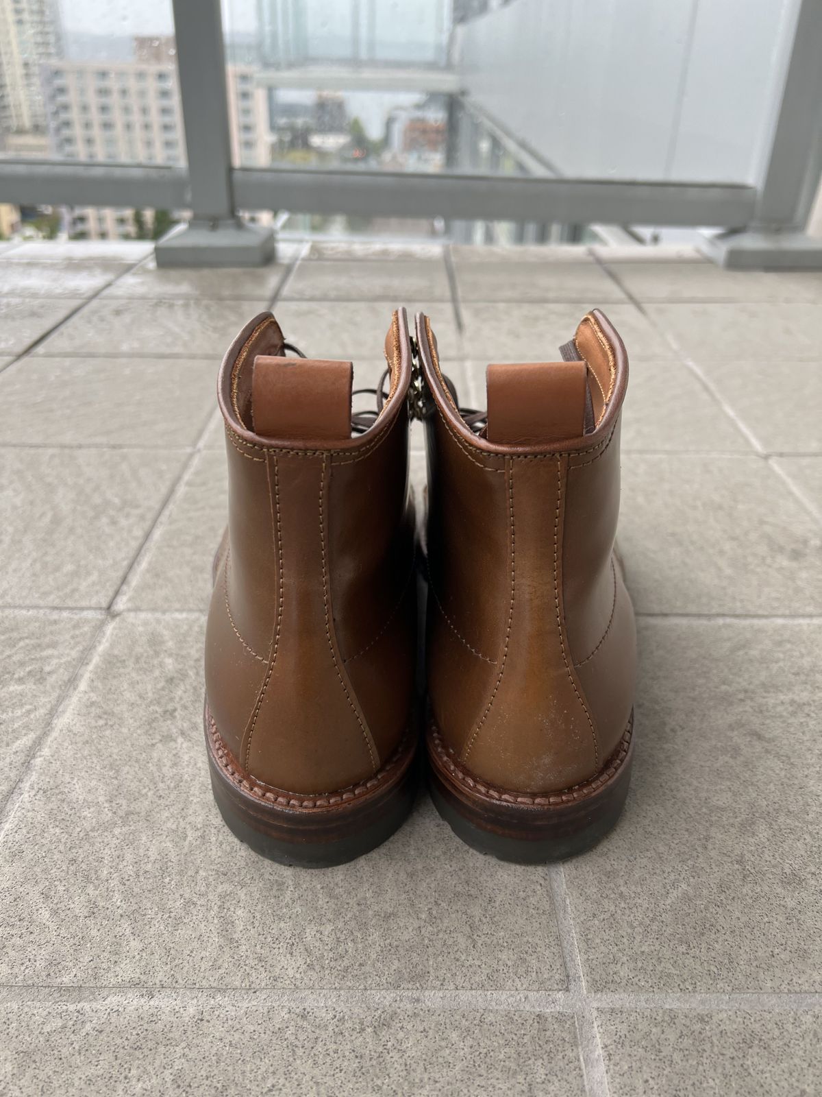 Photo by patinathunderdome on September 30, 2021 of the Alden Indy Boot in Horween Whisky Shell Cordovan.