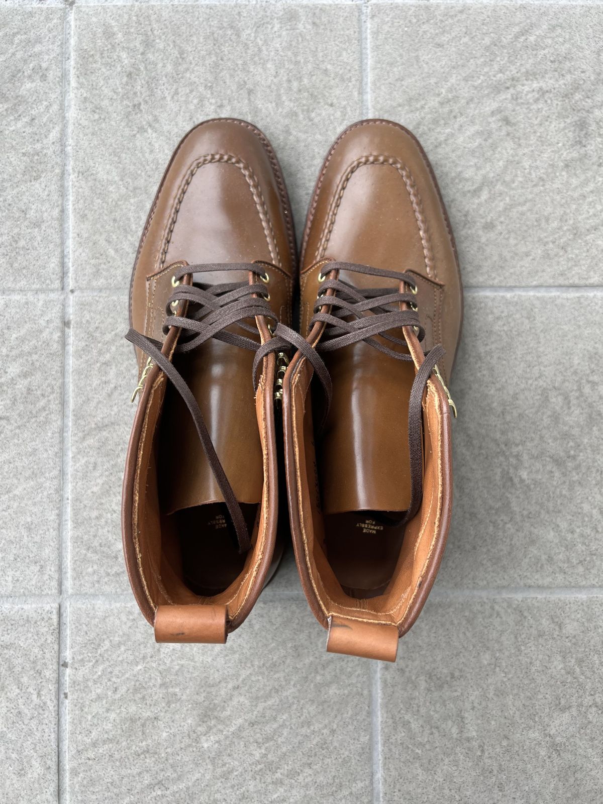 Photo by patinathunderdome on September 30, 2021 of the Alden Indy Boot in Horween Whisky Shell Cordovan.