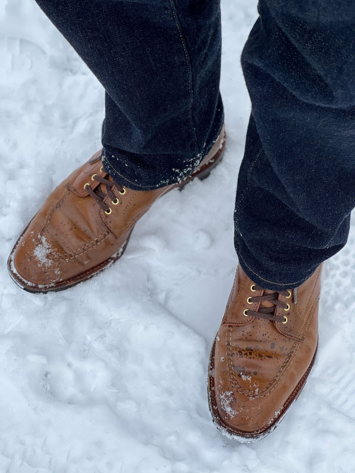 Photo by patinathunderdome on January 3, 2022 of the Alden Indy Boot in Horween Whisky Shell Cordovan.