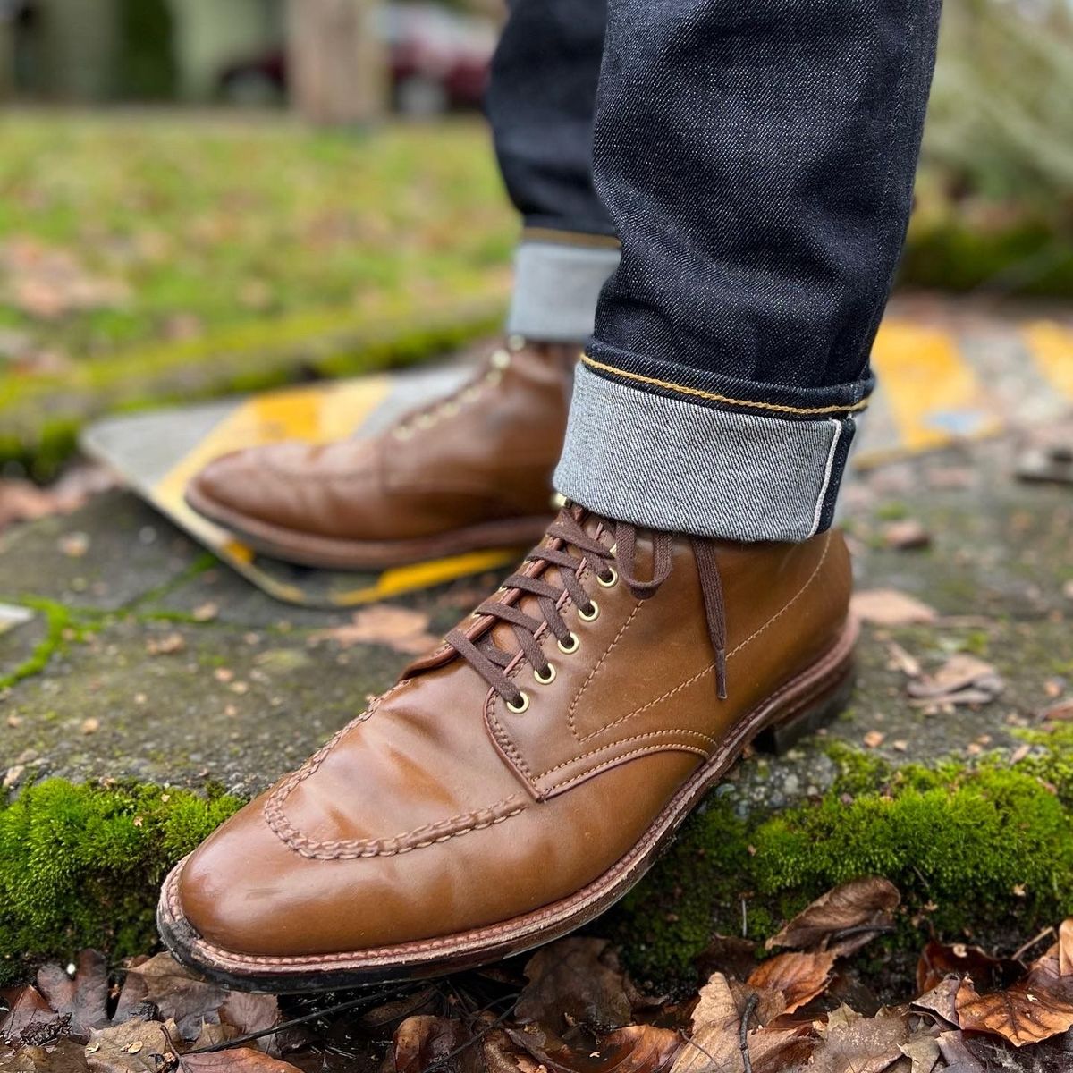 Photo by patinathunderdome on February 4, 2022 of the Alden Indy Boot in Horween Whisky Shell Cordovan.