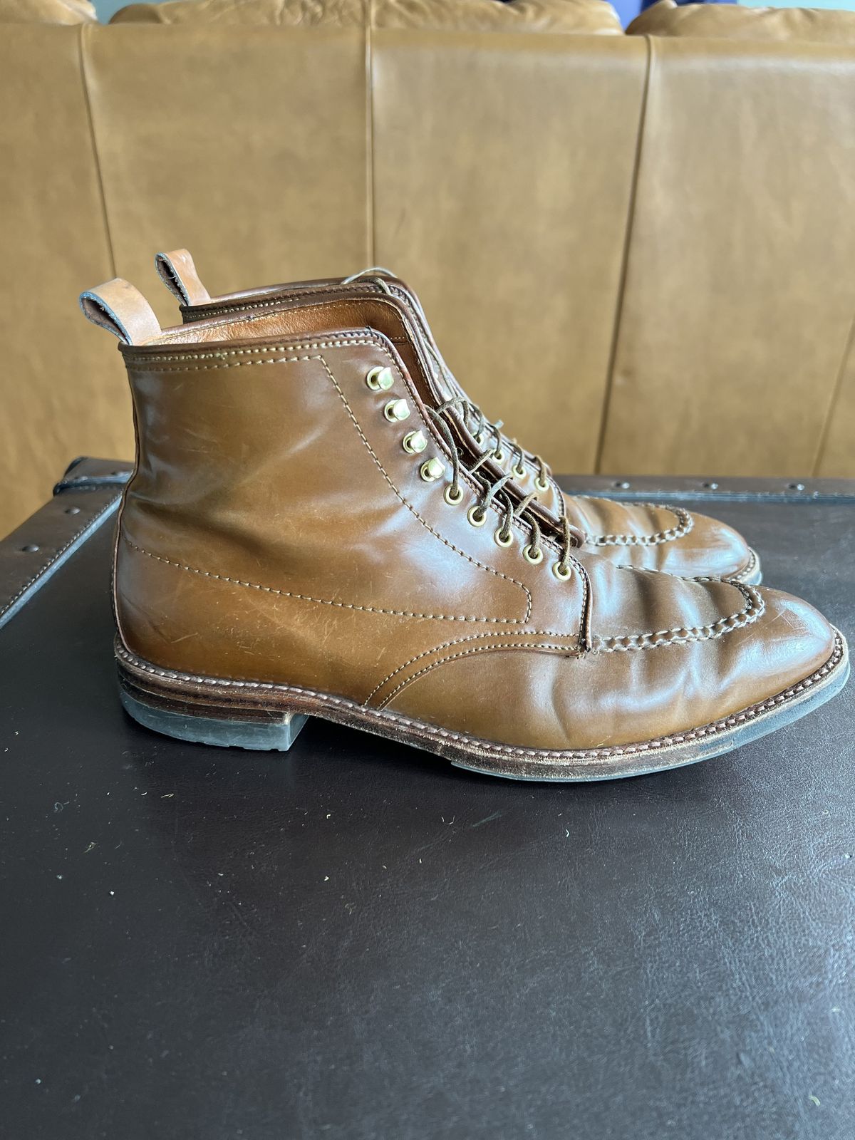 Photo by patinathunderdome on May 4, 2022 of the Alden Indy Boot in Horween Whisky Shell Cordovan.