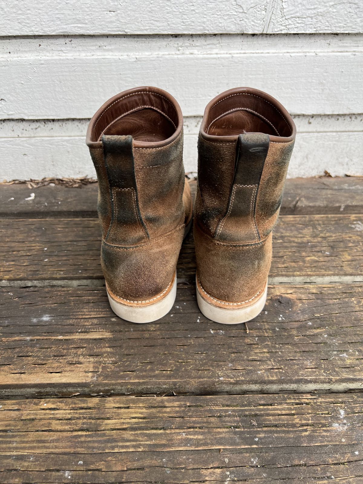 Photo by patinathunderdome on April 3, 2022 of the Viberg Roper Boot in Horween Natural Chromexcel Roughout.