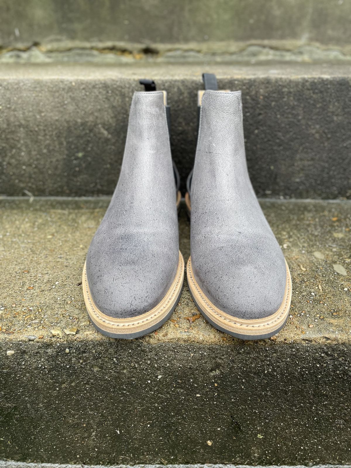 Photo by patinathunderdome on October 2, 2021 of the Tangier Kingstowne Boot in C.F. Stead Grey Classic Kudu.
