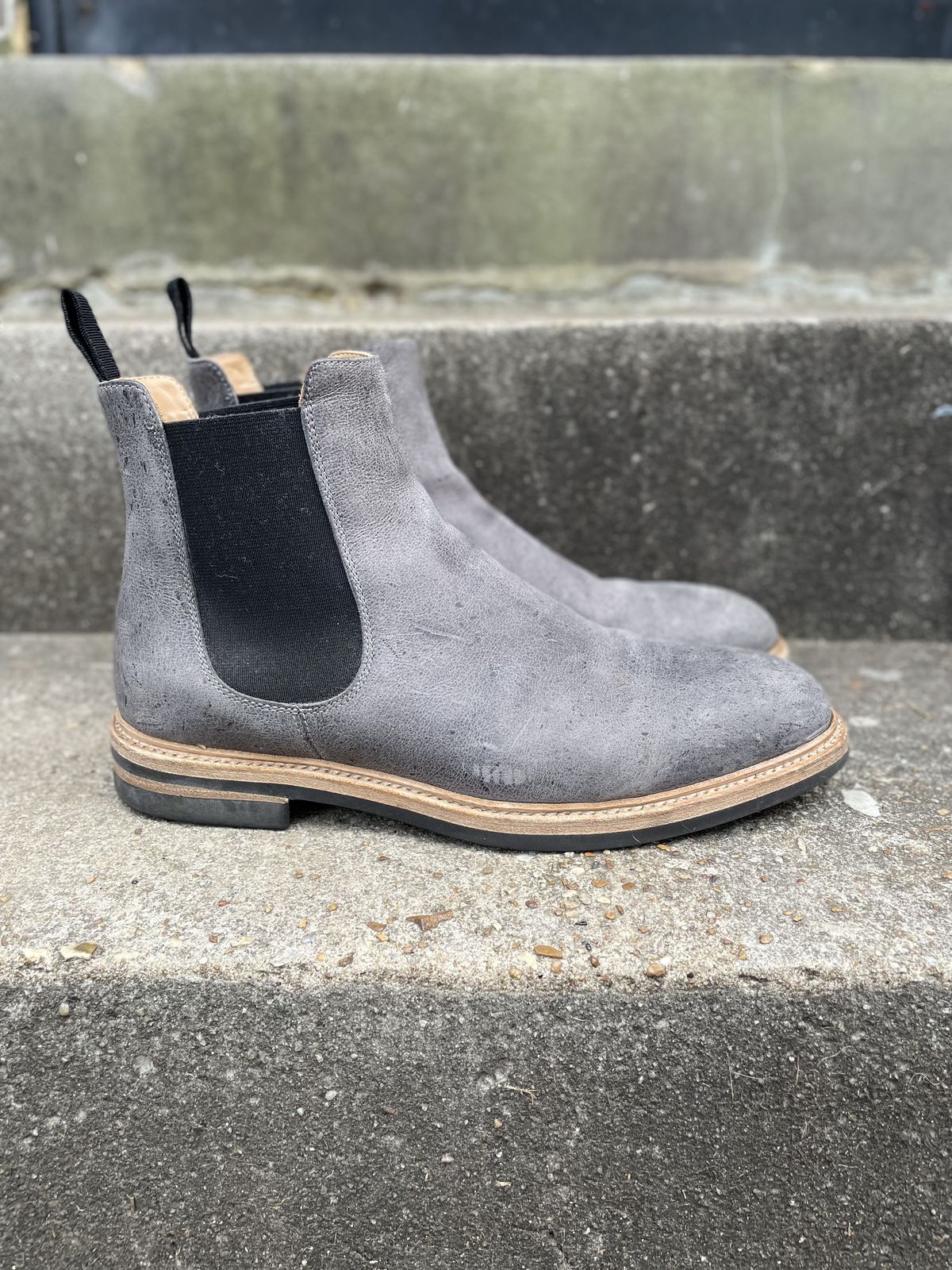 Photo by patinathunderdome on November 2, 2021 of the Tangier Kingstowne Boot in C.F. Stead Grey Classic Kudu.