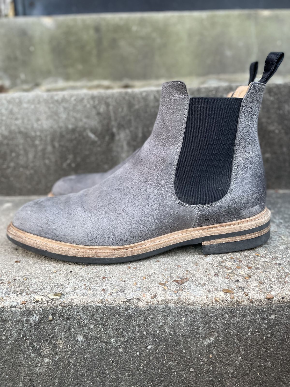 Photo by patinathunderdome on December 3, 2021 of the Tangier Kingstowne Boot in C.F. Stead Grey Classic Kudu.