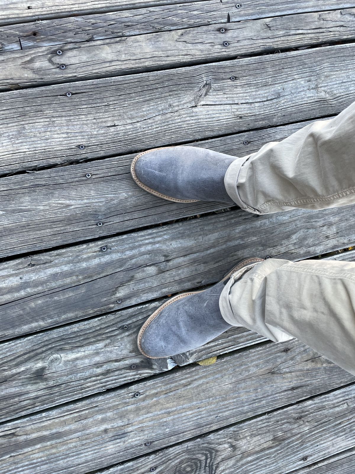 Photo by patinathunderdome on December 3, 2021 of the Tangier Kingstowne Boot in C.F. Stead Grey Classic Kudu.