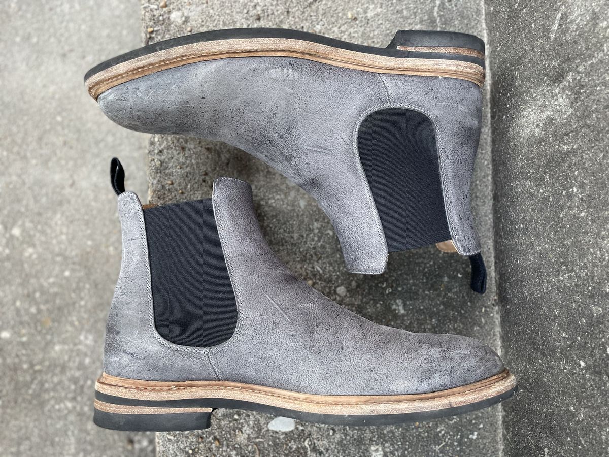 Photo by patinathunderdome on January 4, 2022 of the Tangier Kingstowne Boot in C.F. Stead Grey Classic Kudu.