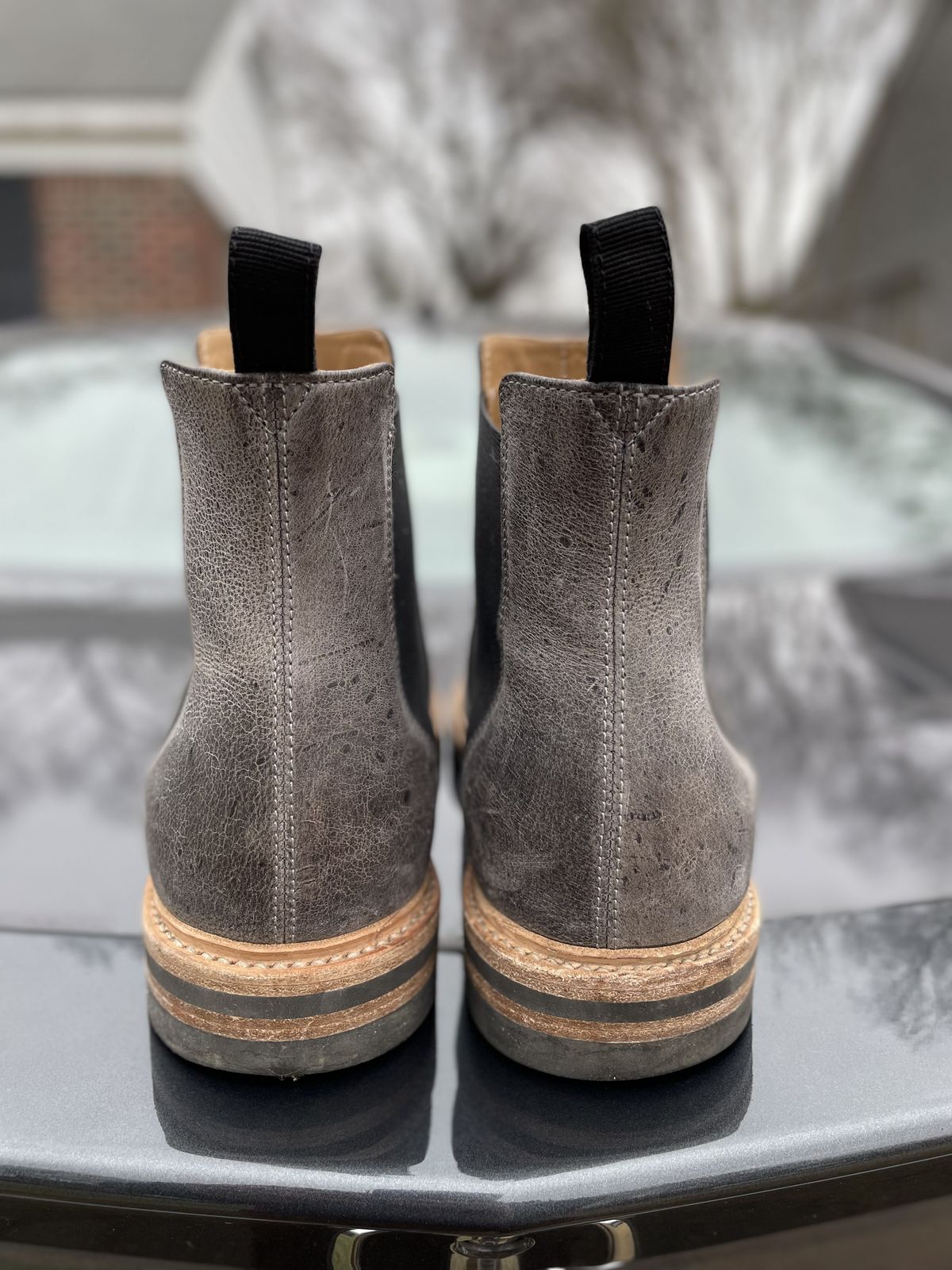 Photo by patinathunderdome on February 3, 2022 of the Tangier Kingstowne Boot in C.F. Stead Grey Classic Kudu.