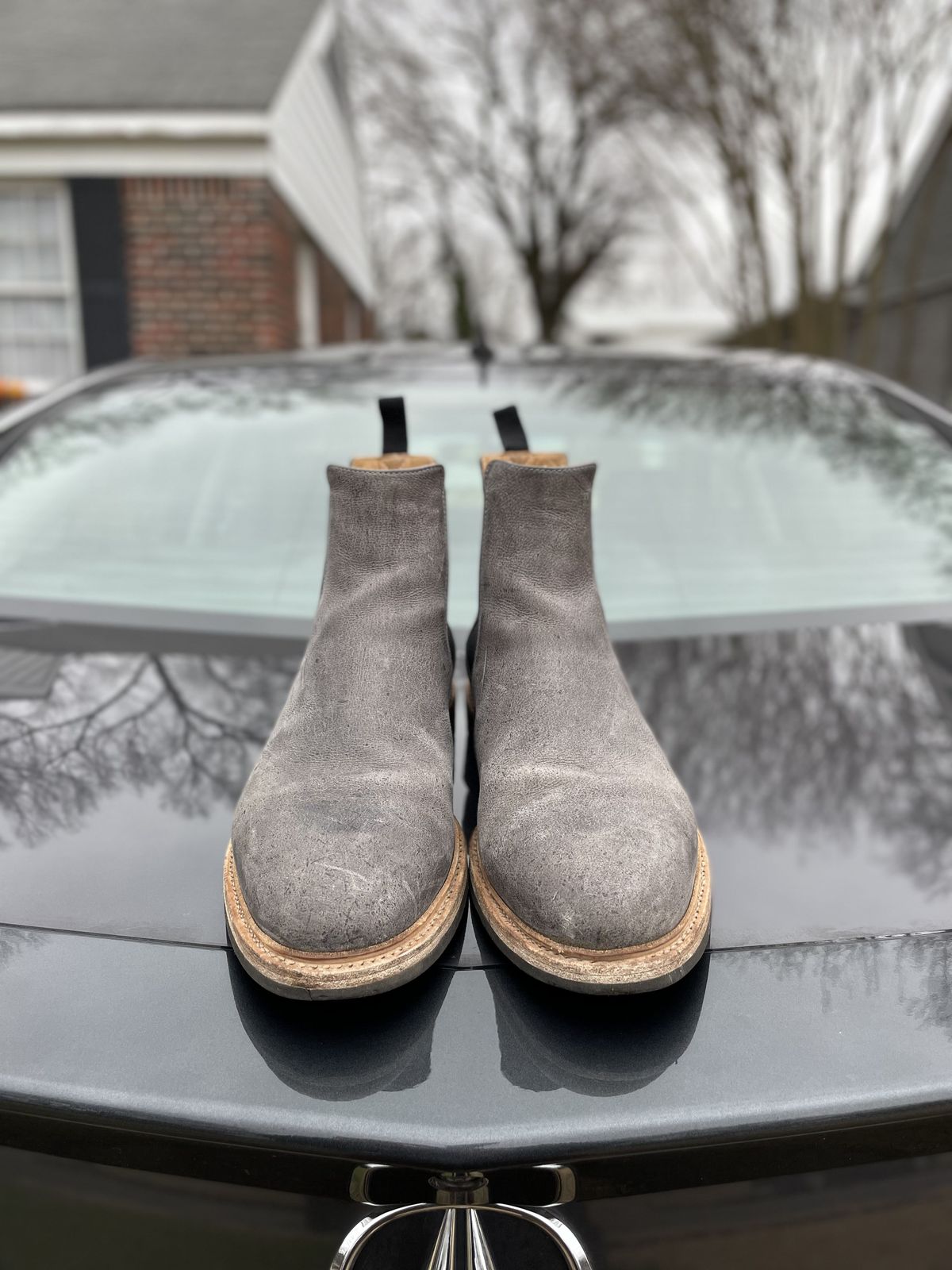 Photo by patinathunderdome on February 3, 2022 of the Tangier Kingstowne Boot in C.F. Stead Grey Classic Kudu.