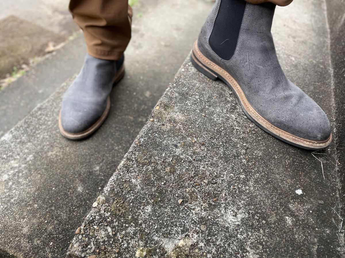 Photo by patinathunderdome on February 3, 2022 of the Tangier Kingstowne Boot in C.F. Stead Grey Classic Kudu.