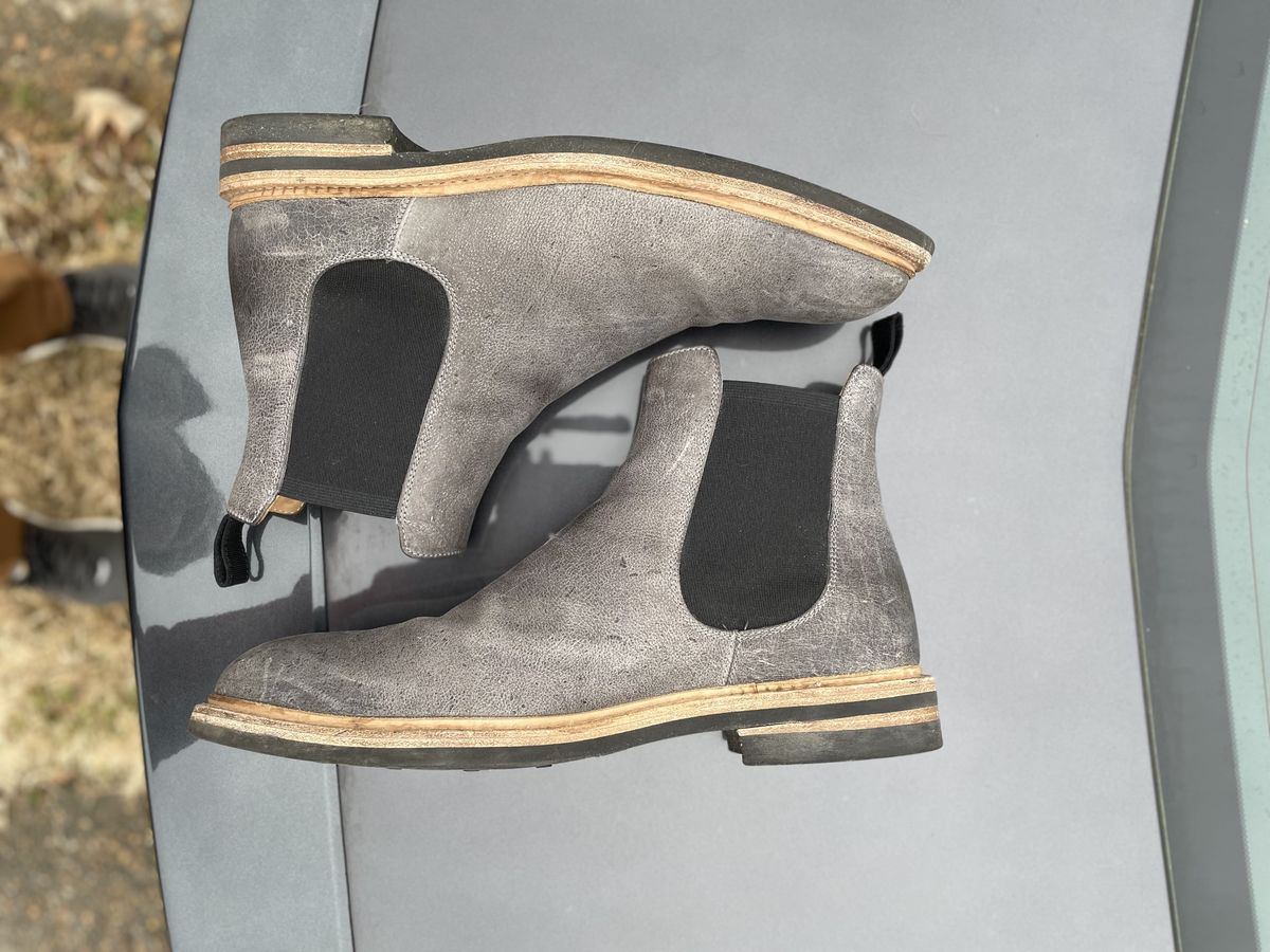 Photo by patinathunderdome on February 3, 2022 of the Tangier Kingstowne Boot in C.F. Stead Grey Classic Kudu.