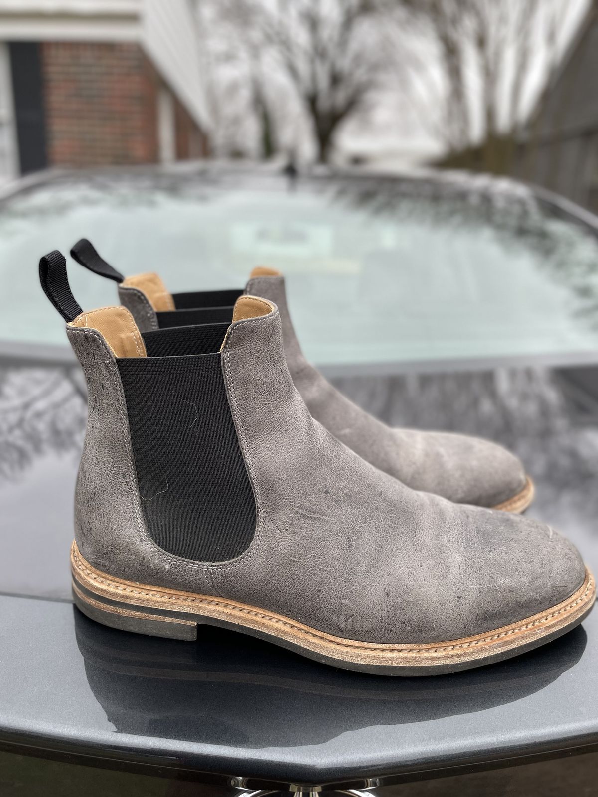 Photo by patinathunderdome on February 3, 2022 of the Tangier Kingstowne Boot in C.F. Stead Grey Classic Kudu.