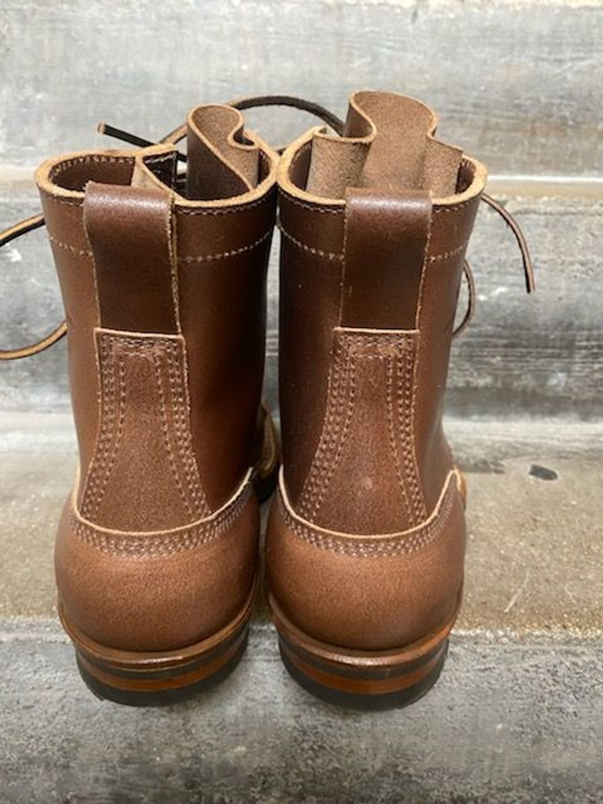 Photo by patinathunderdome on November 1, 2021 of the White's Bounty Hunter in Horween Natural Waxed Flesh.