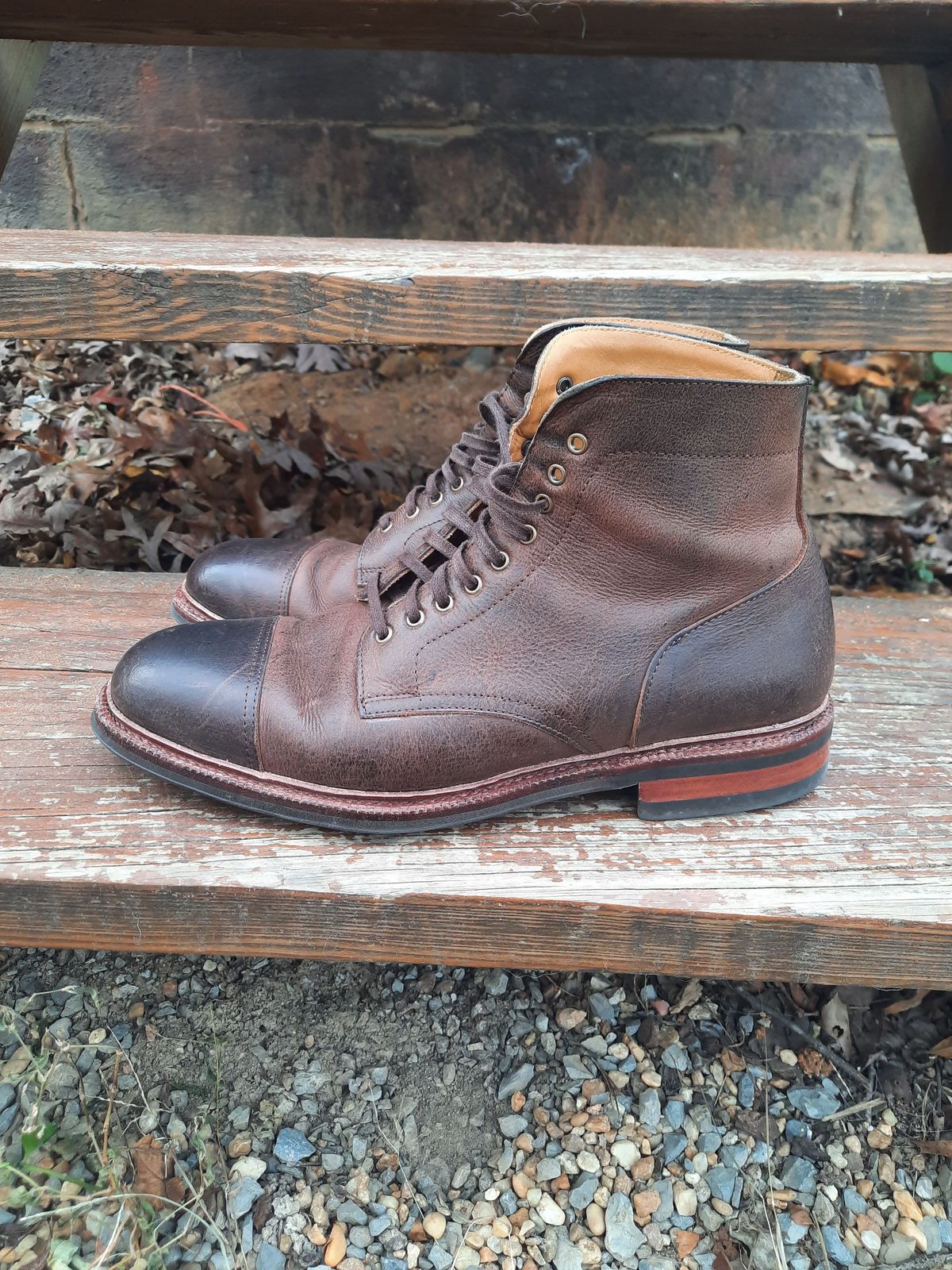 Photo by patinathunderdome on December 1, 2021 of the Meermin Jumper Boot in C.F. Stead Snuff Waxed Kudu.