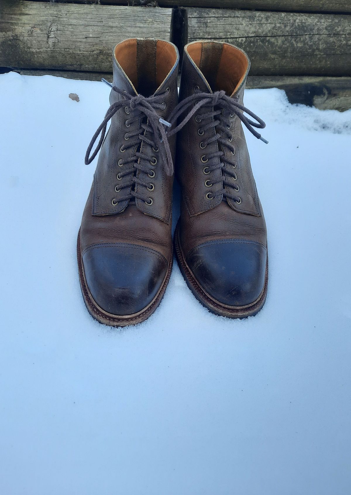 Photo by patinathunderdome on February 1, 2022 of the Meermin Jumper Boot in C.F. Stead Snuff Waxed Kudu.