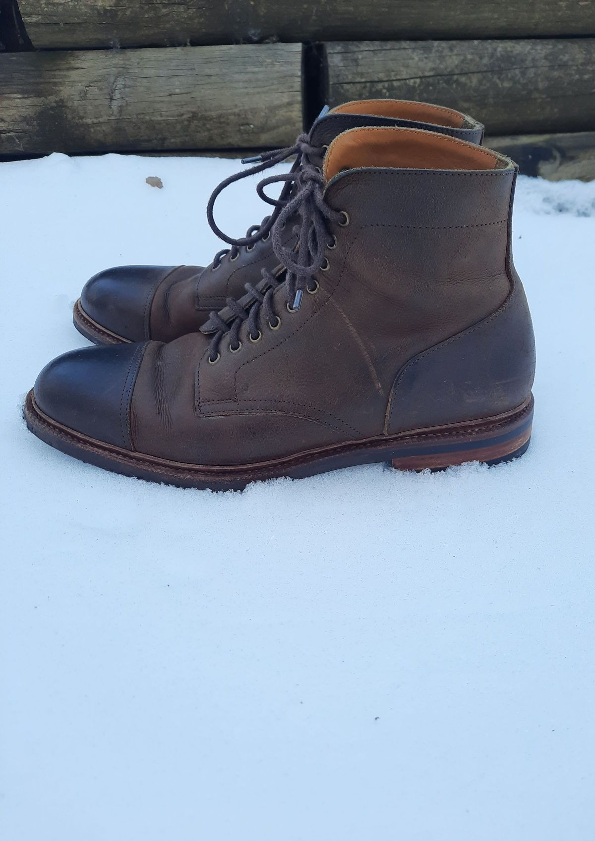 Photo by patinathunderdome on February 1, 2022 of the Meermin Jumper Boot in C.F. Stead Snuff Waxed Kudu.