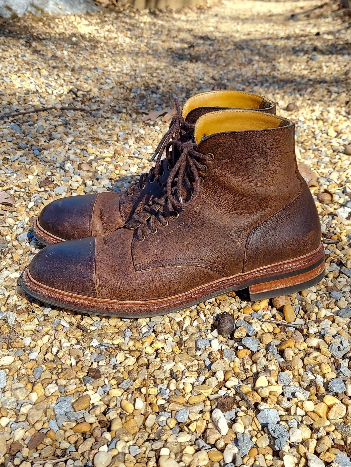 Photo by patinathunderdome on March 4, 2022 of the Meermin Jumper Boot in C.F. Stead Snuff Waxed Kudu.