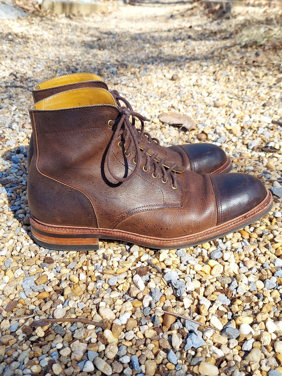 Photo by patinathunderdome on March 4, 2022 of the Meermin Jumper Boot in C.F. Stead Snuff Waxed Kudu.