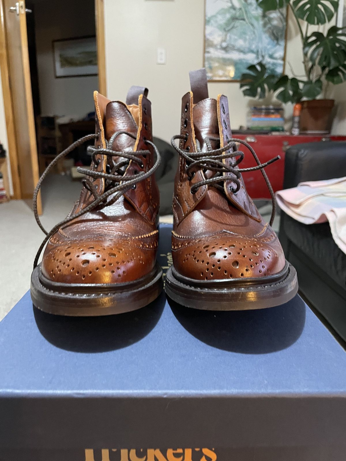 Photo by patinathunderdome on October 4, 2021 of the Tricker's Stow Country Boot in C.F. Stead Caramel Classic Kudu.