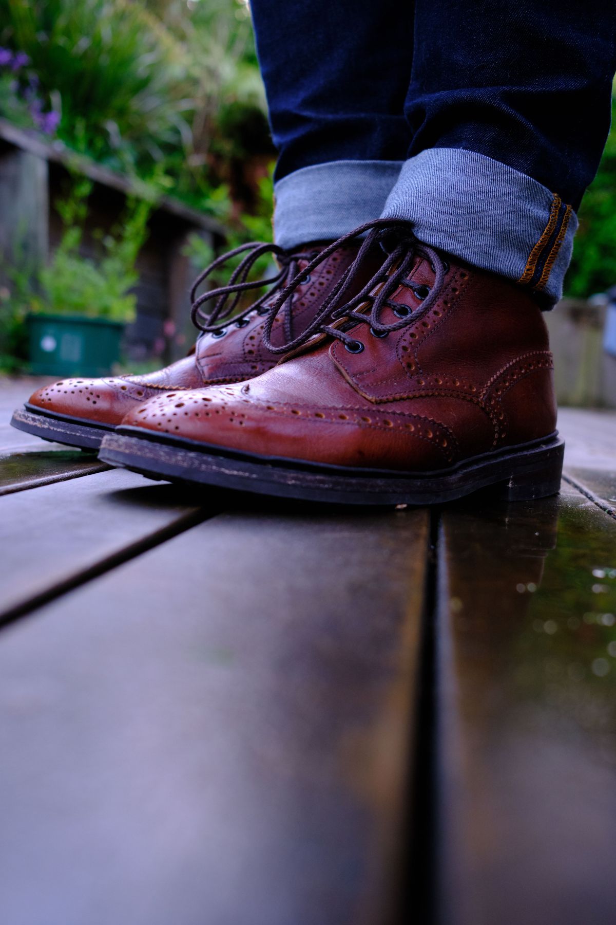 Photo by patinathunderdome on November 6, 2021 of the Tricker's Stow Country Boot in C.F. Stead Caramel Classic Kudu.