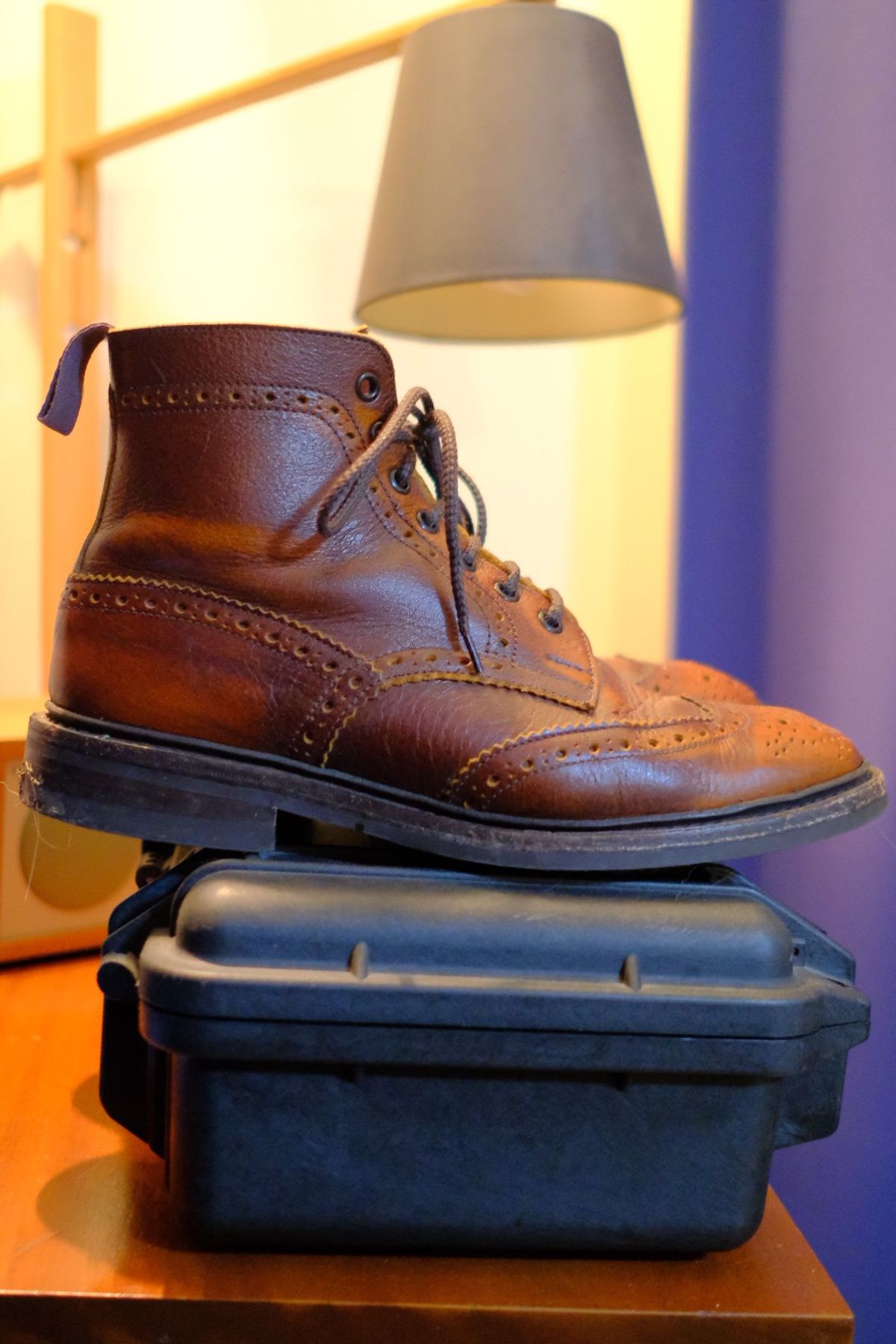 Photo by patinathunderdome on December 6, 2021 of the Tricker's Stow Country Boot in C.F. Stead Caramel Classic Kudu.