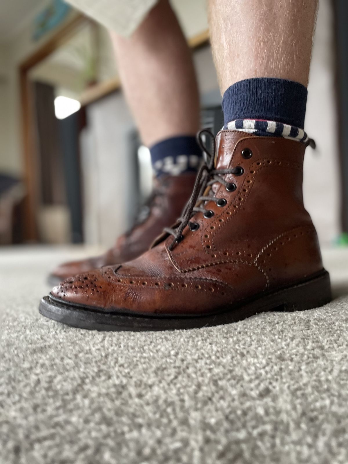 Photo by patinathunderdome on February 6, 2022 of the Tricker's Stow Country Boot in C.F. Stead Caramel Classic Kudu.